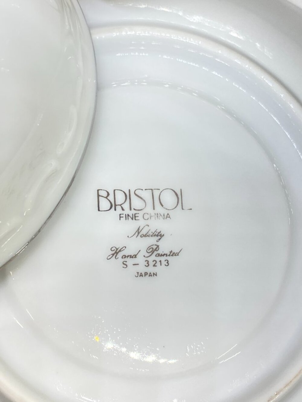 Vintage Bristol Fine China Tea Cup Saucer Set Nativity S-3213 Japan Platinum Tri - Picture 8 of 8